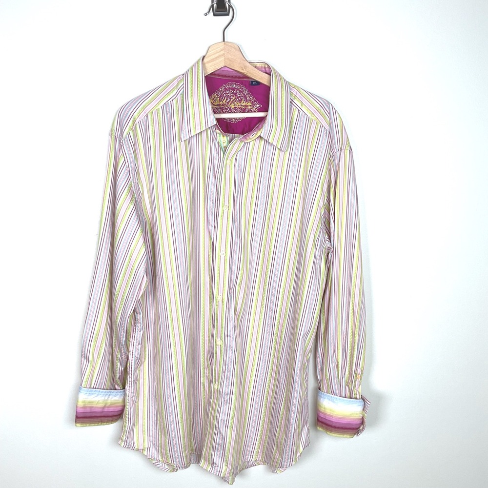 Robert Graham 2XL Button Down Shirt Striped Long Sleeve Colorful‎
